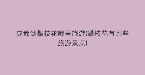 成都到攀枝花哪里旅游(攀枝花有哪些旅游景点)