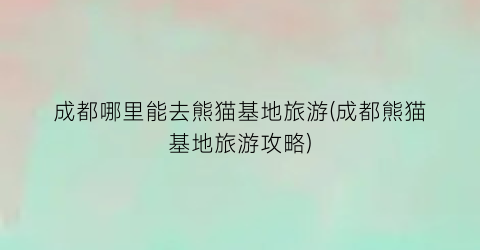 成都哪里能去熊猫基地旅游(成都熊猫基地旅游攻略)