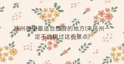 抚州哪里最适合旅游的地方(来抚州一定不能错过这些景点)