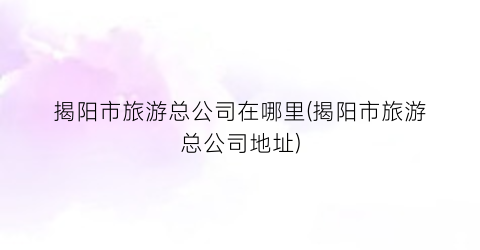 揭阳市旅游总公司在哪里(揭阳市旅游总公司地址)