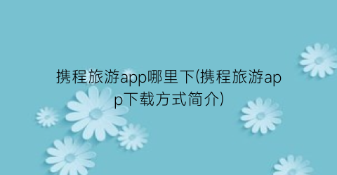 携程旅游app哪里下(携程旅游app下载方式简介)