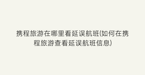 携程旅游在哪里看延误航班(如何在携程旅游查看延误航班信息)
