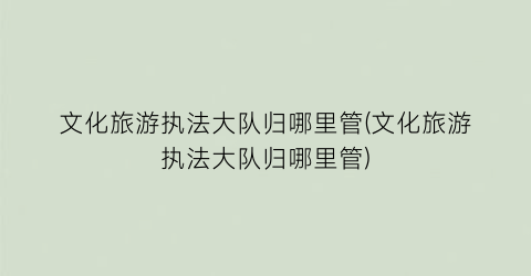 文化旅游执法大队归哪里管(文化旅游执法大队归哪里管)