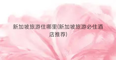 新加坡旅游住哪里(新加坡旅游必住酒店推荐)