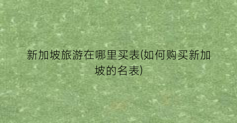 新加坡旅游在哪里买表(如何购买新加坡的名表)