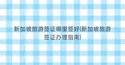 新加坡旅游签证哪里签好(新加坡旅游签证办理指南)