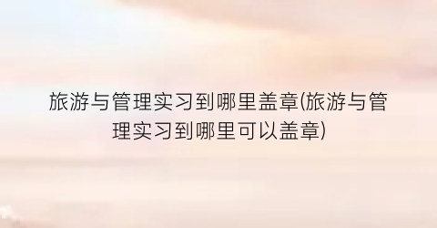 旅游与管理实习到哪里盖章(旅游与管理实习到哪里可以盖章)