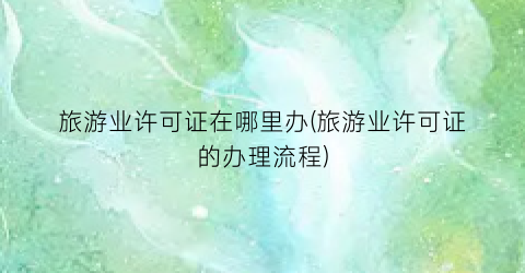 旅游业许可证在哪里办(旅游业许可证的办理流程)