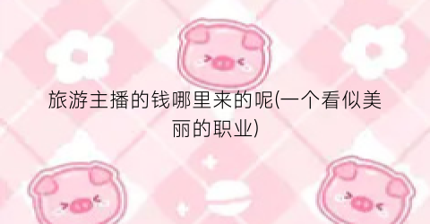 旅游主播的钱哪里来的呢(一个看似美丽的职业)