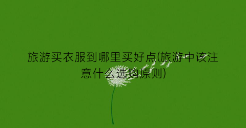 旅游买衣服到哪里买好点(旅游中该注意什么选购原则)