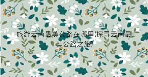 旅游云南最美公路在哪里(探寻云南最美公路之旅)