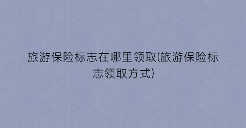 旅游保险标志在哪里领取(旅游保险标志领取方式)