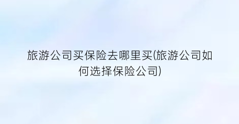 旅游公司买保险去哪里买(旅游公司如何选择保险公司)