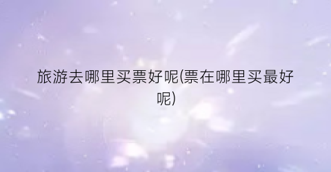 旅游去哪里买票好呢(票在哪里买最好呢)