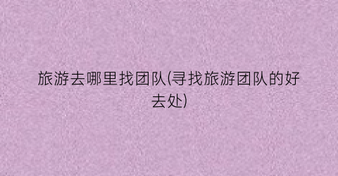 旅游去哪里找团队(寻找旅游团队的好去处)