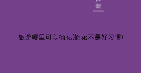 旅游哪里可以摘花(摘花不是好习惯)