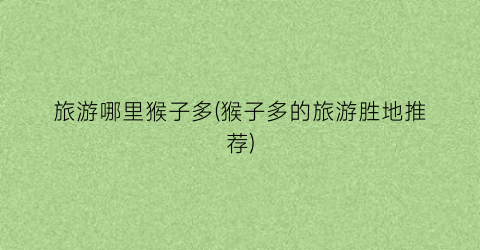 旅游哪里猴子多(猴子多的旅游胜地推荐)