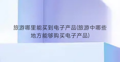 旅游哪里能买到电子产品(旅游中哪些地方能够购买电子产品)