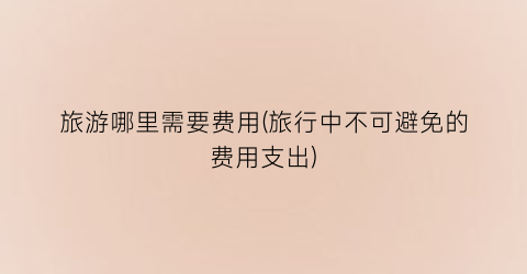 旅游哪里需要费用(旅行中不可避免的费用支出)