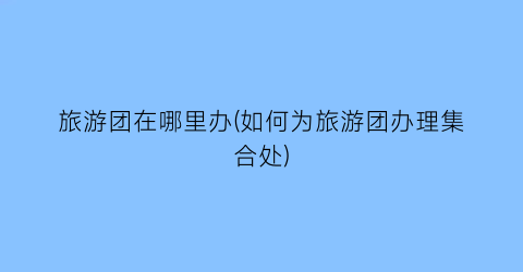 旅游团在哪里办(如何为旅游团办理集合处)