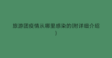 旅游团疫情从哪里感染的(附详细介绍)