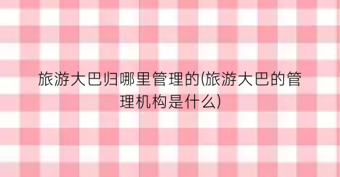 旅游大巴归哪里管理的(旅游大巴的管理机构是什么)
