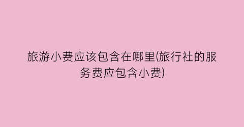 旅游小费应该包含在哪里(旅行社的服务费应包含小费)