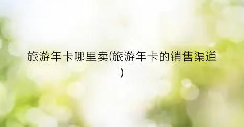 旅游年卡哪里卖(旅游年卡的销售渠道)