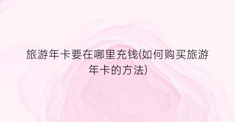 旅游年卡要在哪里充钱(如何购买旅游年卡的方法)