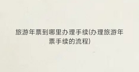 旅游年票到哪里办理手续(办理旅游年票手续的流程)