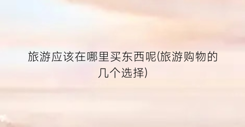 旅游应该在哪里买东西呢(旅游购物的几个选择)