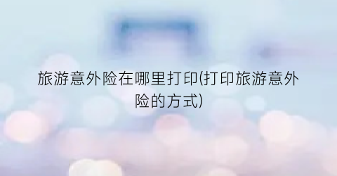 旅游意外险在哪里打印(打印旅游意外险的方式)
