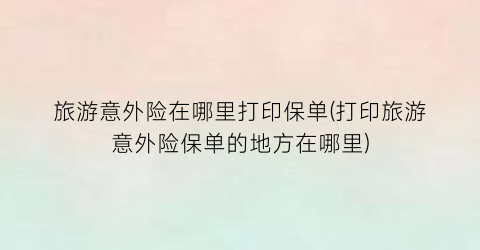 旅游意外险在哪里打印保单(打印旅游意外险保单的地方在哪里)