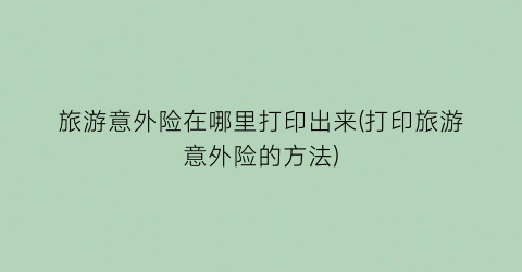旅游意外险在哪里打印出来(打印旅游意外险的方法)
