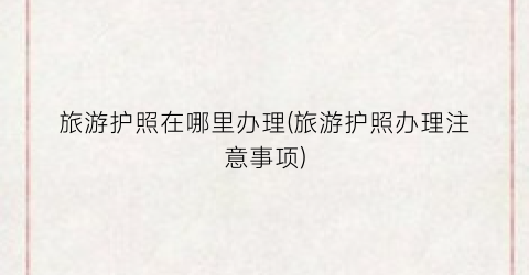 旅游护照在哪里办理(旅游护照办理注意事项)