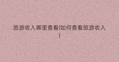 旅游收入哪里查看(如何查看旅游收入)