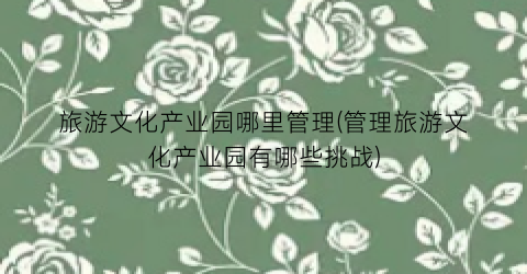 旅游文化产业园哪里管理(管理旅游文化产业园有哪些挑战)