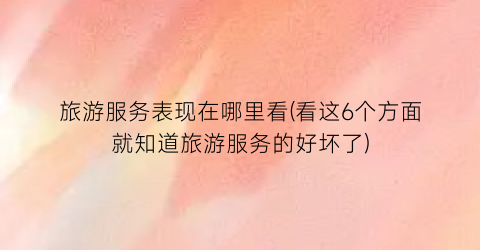 旅游服务表现在哪里看(看这6个方面就知道旅游服务的好坏了)