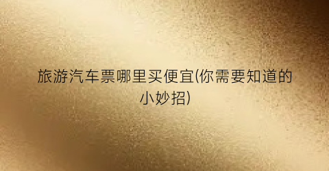 旅游汽车票哪里买便宜(你需要知道的小妙招)