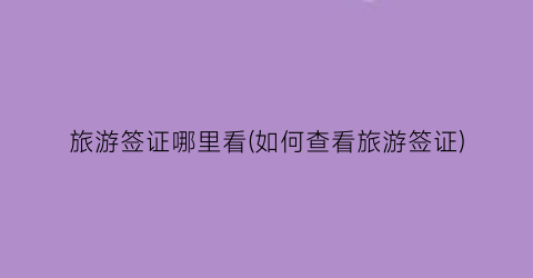 旅游签证哪里看(如何查看旅游签证)