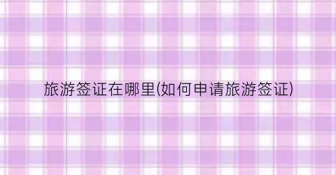 旅游签证在哪里(如何申请旅游签证)