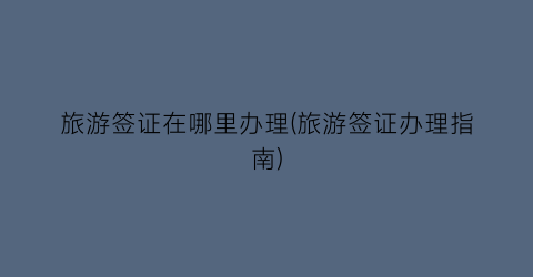旅游签证在哪里办理(旅游签证办理指南)