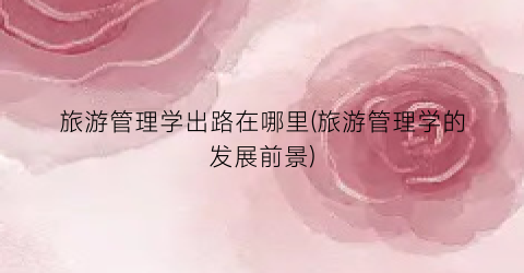 旅游管理学出路在哪里(旅游管理学的发展前景)