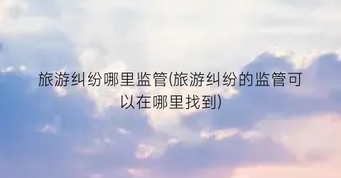 旅游纠纷哪里监管(旅游纠纷的监管可以在哪里找到)