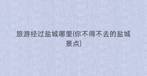 旅游经过盐城哪里(你不得不去的盐城景点)