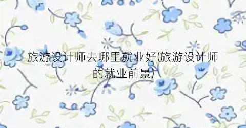 旅游设计师去哪里就业好(旅游设计师的就业前景)