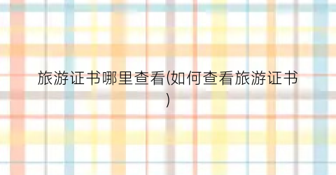 旅游证书哪里查看(如何查看旅游证书)