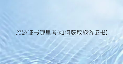 旅游证书哪里考(如何获取旅游证书)