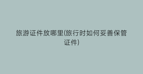 旅游证件放哪里(旅行时如何妥善保管证件)