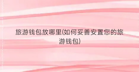 旅游钱包放哪里(如何妥善安置您的旅游钱包)